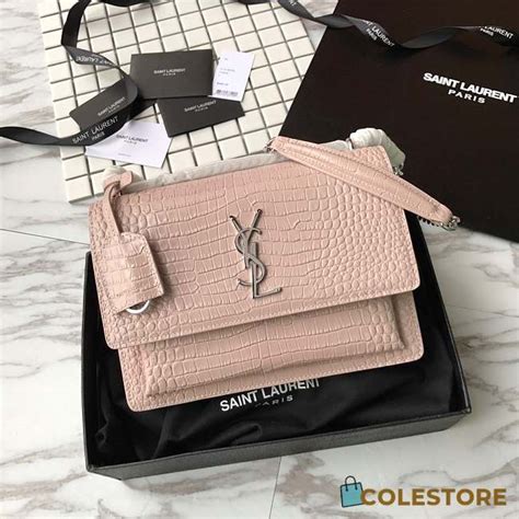 ysl sunset chain wallet in shiny crocodile-embossed leather|SUNSET Chain Wallet in crocodile.